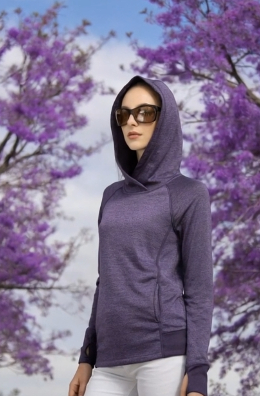 RBX Womens Hoodie Purple Athletic Shawl Neck Sweatshirt Long Sleeve Pockets EXC